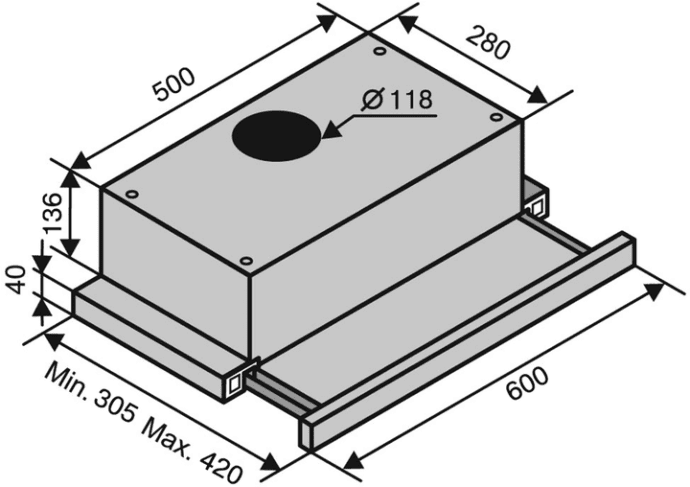 Витяжка телескопічна Ventolux Garda 60 IVG (750) SMD LED  Фото №5