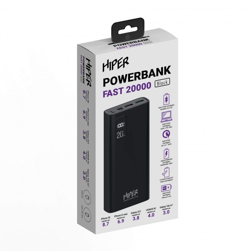 Зовнішній портативний акумулятор Hypergear Fast Charge 20000mAh Black  Фото №0
