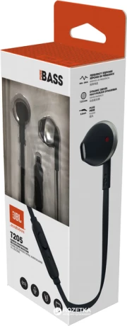 Наушники с микрофоном JBL T205 Black (JBLT205BLK)  Фото №6