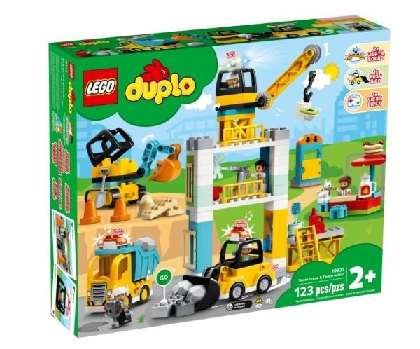 Блочный конструктор LEGO Duplo Town Подъемный кран и строительство 123 детали (10933)  Фото №0