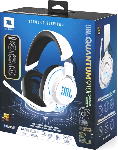 Навушники з мікрофоном JBL Quantum 910P Console Wireless (JBLQ910PWLWHTBLU)  Фото №8