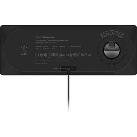 Сетевое беспроводное зарядное устройство для Belkin Boost Charge Pro 3-in-1 Wireless Charging Pad with MagSafe Black (HPU72 WIZ016vfBK)  Фото №3