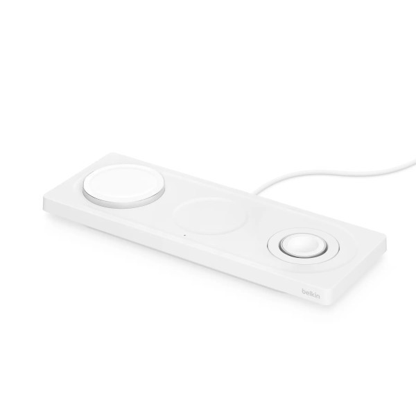 Сетевое беспроводное зарядное устройство для Belkin Boost Charge Pro 3-in-1 Wireless Charging Pad with MagSafe White (HPU82 WIZ016vfWH)  Фото №0