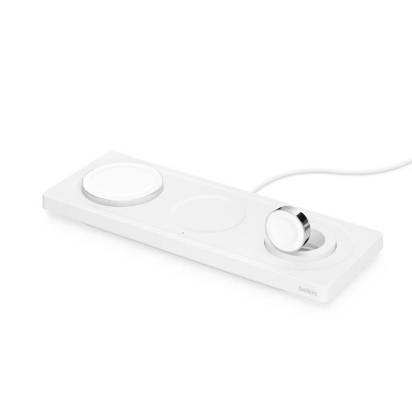 Мережевий бездротовий зарядний пристрій Belkin Boost Charge Pro 3-in-1 Wireless Charging Pad with MagSafe White (HPU82 WIZ016vfWH)  Фото №4