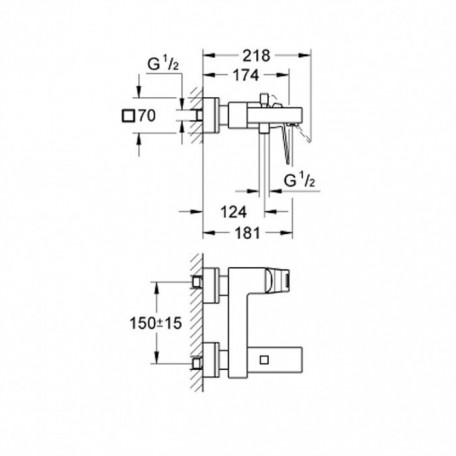 Змішувач для ванни GROHE Eurocube 23140000  Фото №0