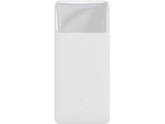 Зовнішній акумулятор (павербанк) Baseus Bipow Digital Display 2USB + Type-C 15W 20000mAh White (PPBD050102)