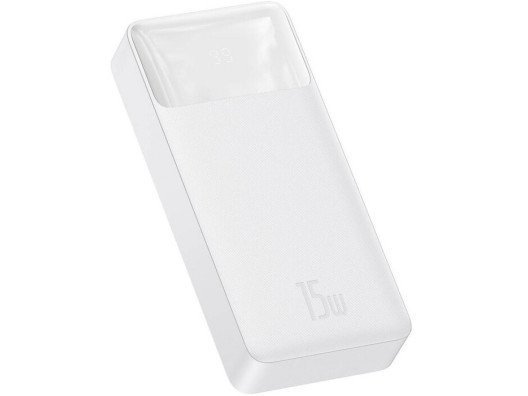 Зовнішній акумулятор (павербанк) Baseus Bipow Digital Display 2USB + Type-C 15W 20000mAh White (PPBD050102)  Фото №0