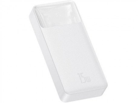 Зовнішній акумулятор (павербанк) Baseus Bipow Digital Display 2USB + Type-C 15W 20000mAh White (PPBD050102)  Фото №0