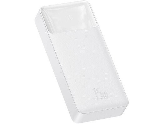 Зовнішній акумулятор (павербанк) Baseus Bipow Digital Display 2USB + Type-C 15W 20000mAh White (PPBD050102)  Фото №0