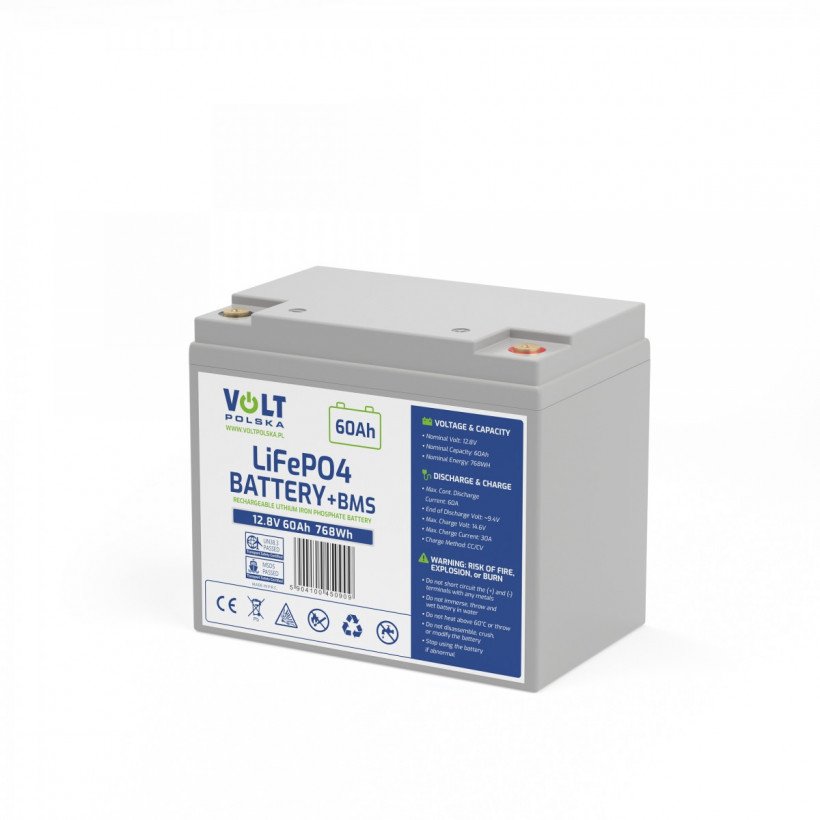 Аккумулятор Volt Polska LiFePO4 12,8V 60Ah (60A) + BMS  Фото №1