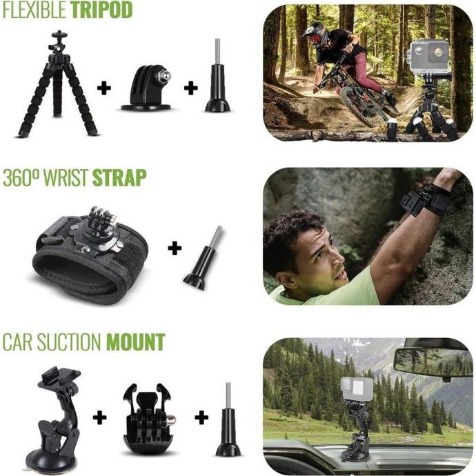 Комплект аксесуарів до камер GoPro - DigiNerds 50 in 1 Action Camera Accessory Kit Compatible with GoPro Hero 11/10/9/8/7/6/5 GoPro Max GoP  Фото №1