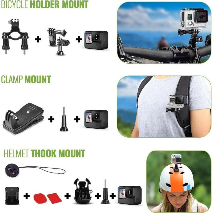 Комплект аксесуарів до камер GoPro - DigiNerds 50 in 1 Action Camera Accessory Kit Compatible with GoPro Hero 11/10/9/8/7/6/5 GoPro Max GoP  Фото №3