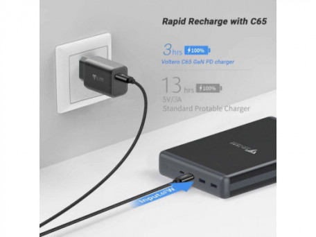 Зовнішній акумулятор (павербанк) Voltero Power Bank 50000mAh S50 PD 100W PD 3.0 PPS USB-C Black for MacBook (8720828063200 6090537940980)  Фото №4