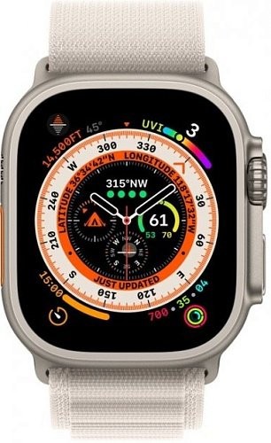 Смарт-годинник Apple Watch Ultra GPS + Cellular 49mm Titanium Case with Starlight Alpine Loop - Medium (MQF03/MQFR3/MQFC3)  Фото №2