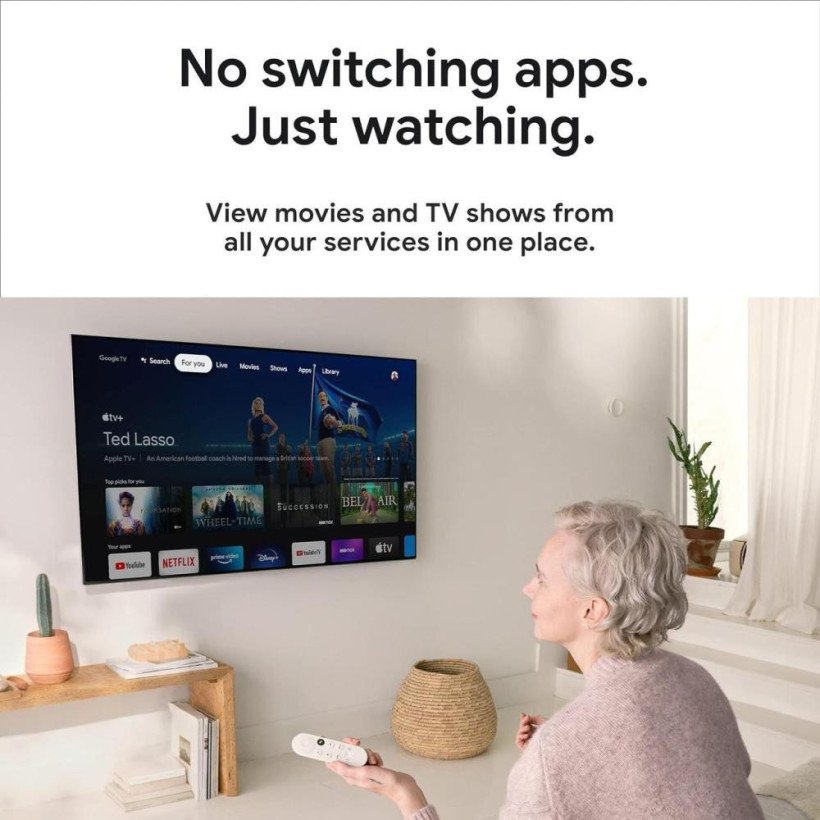Медіаплеєр Сhromecast Google Chromecast HD with Google TV Snow (GA03131-FR)  Фото №0