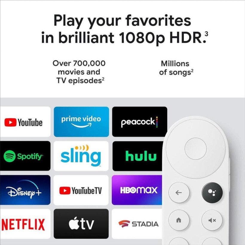 Медіаплеєр Сhromecast Google Chromecast HD with Google TV Snow (GA03131-FR)  Фото №1