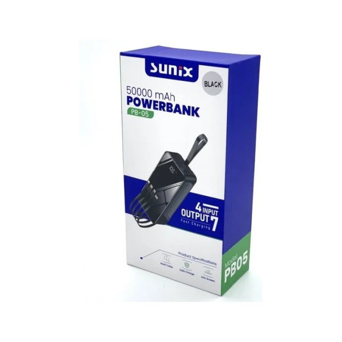 Повербанк Sunix PB-05 захищений корпус 50000 mah чорний (PB-05_1715)  Фото №1