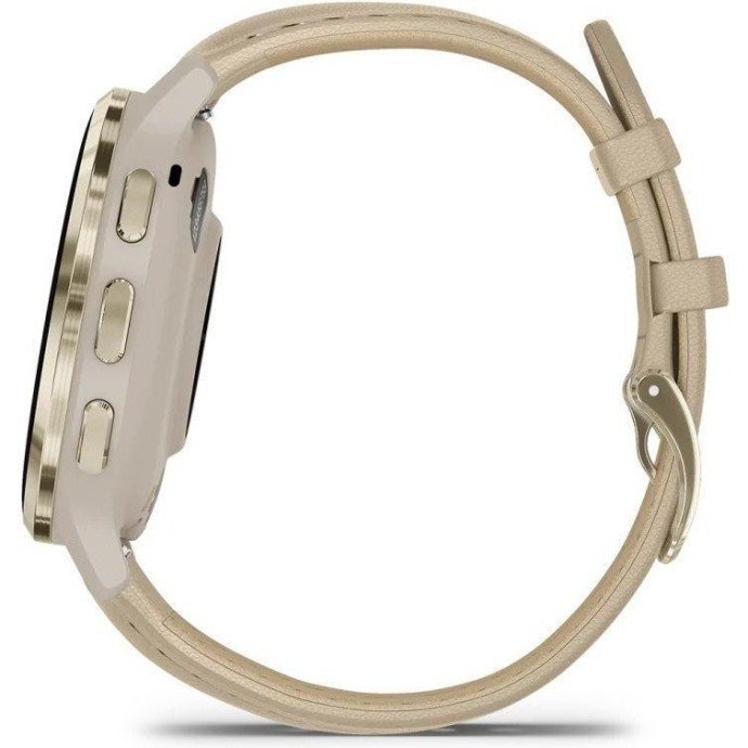 Смарт-годинник Garmin Venu 3S Soft Gold S. Steel Bezel w. French Gray Case and Leather Band (010-02785-55)  Фото №2