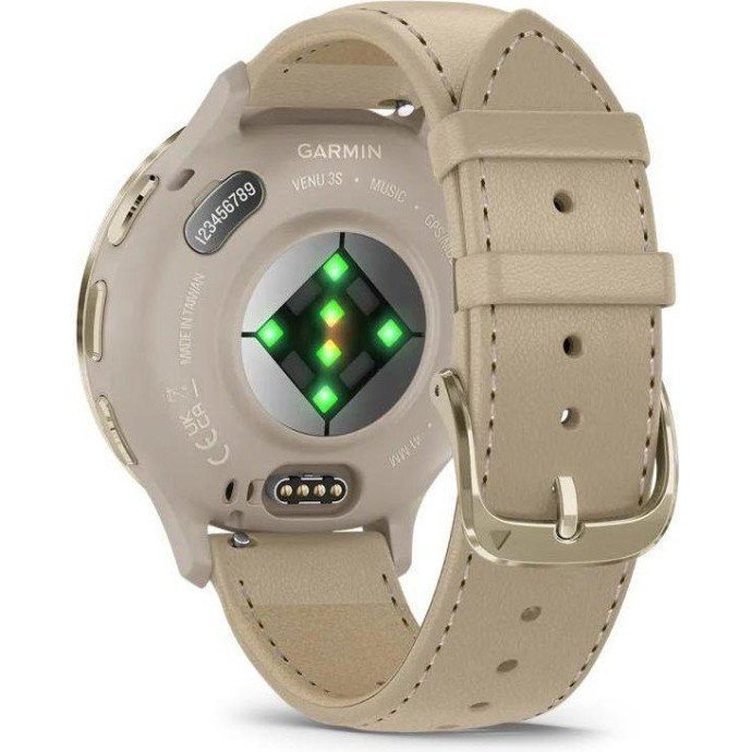 Смарт-годинник Garmin Venu 3S Soft Gold S. Steel Bezel w. French Gray Case and Leather Band (010-02785-55)  Фото №3
