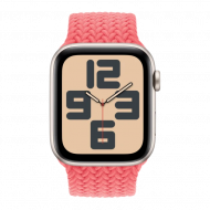 Смарт-годинник Apple Watch SE 2 GPS + Cellular 44mm Starlight Aluminum Case with Guava Braided Solo Loop - Size 4 (MRWQ3 + MT8X3)