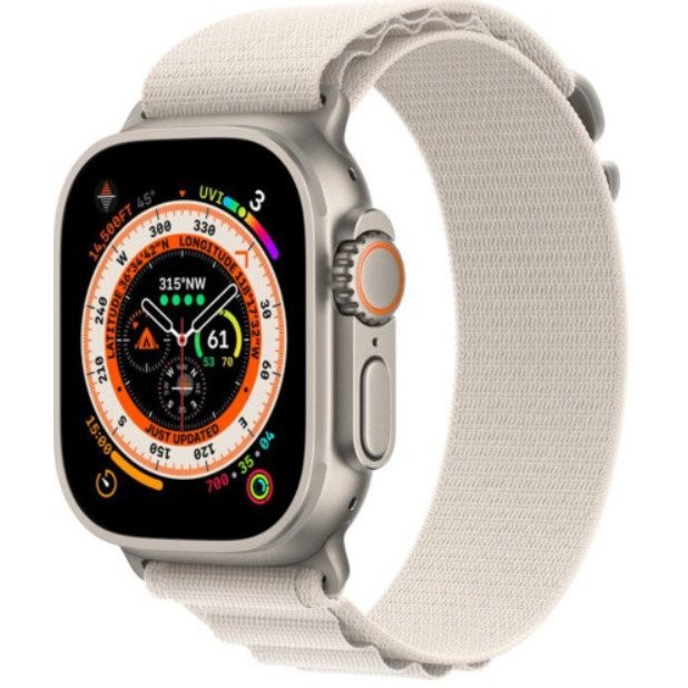 Смарт-годинник Apple Watch Ultra GPS + Cellular 49mm Titanium Case with Starlight Alpine Loop - Small (MQEY3/MQFQ3)  Фото №0