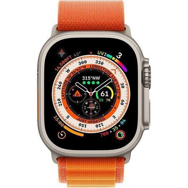 Смарт-годинник Apple Watch Ultra GPS + Cellular 49mm Titanium Case with Orange Alpine Loop - Large (MQEV3/MQFM3)