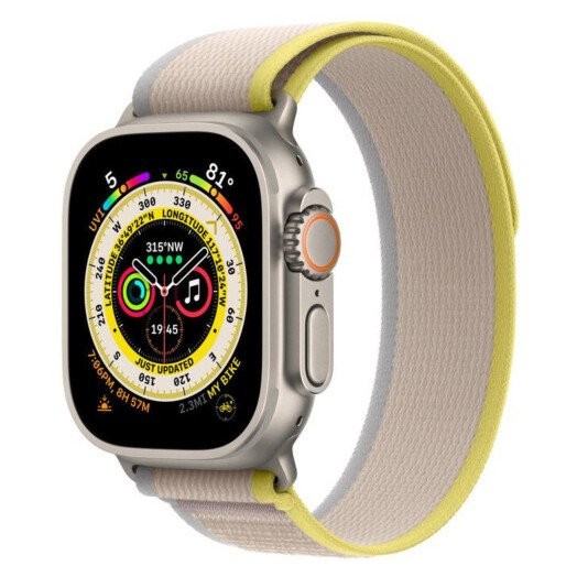 Смарт-годинник Apple Watch Ultra GPS + Cellular 49mm Titanium Case with Yellow/Beige Trail Loop - M/L (MQF23/MQFU3)  Фото №0