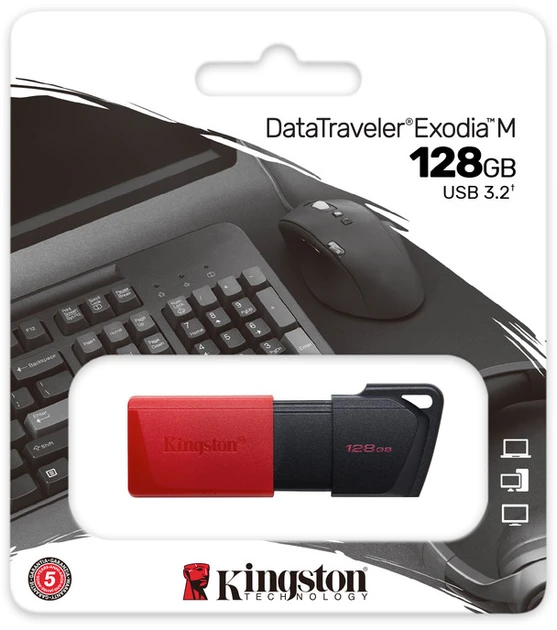 Флешка Kingston DataTraveler Exodia 128 GB M USB 3.2 Red (DTXM/128GB)  Фото №13