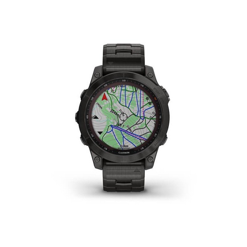 Смарт-часы Garmin Fenix ??7 Sгодинник Garmin Fenix 7 Sapphire Solar C. Grey DLC Titanium w. Carbon Grey DLC V. Titanium Band (010-02540-39)  Фото №3