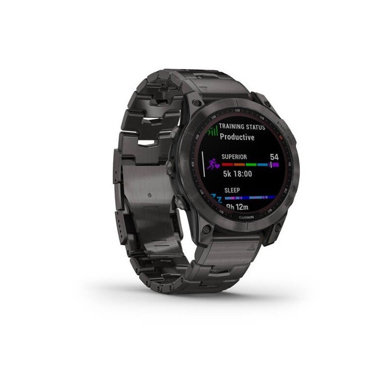 Смарт-часы Garmin Fenix ??7 Sгодинник Garmin Fenix 7 Sapphire Solar C. Grey DLC Titanium w. Carbon Grey DLC V. Titanium Band (010-02540-39)  Фото №4