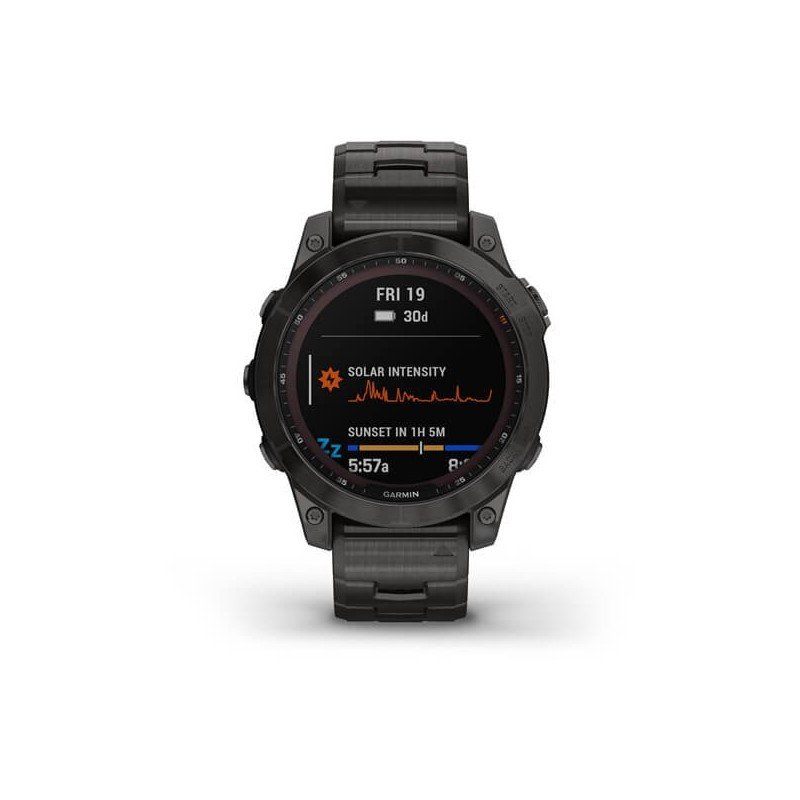 Смарт-часы Garmin Fenix ??7 Sгодинник Garmin Fenix 7 Sapphire Solar C. Grey DLC Titanium w. Carbon Grey DLC V. Titanium Band (010-02540-39)  Фото №5
