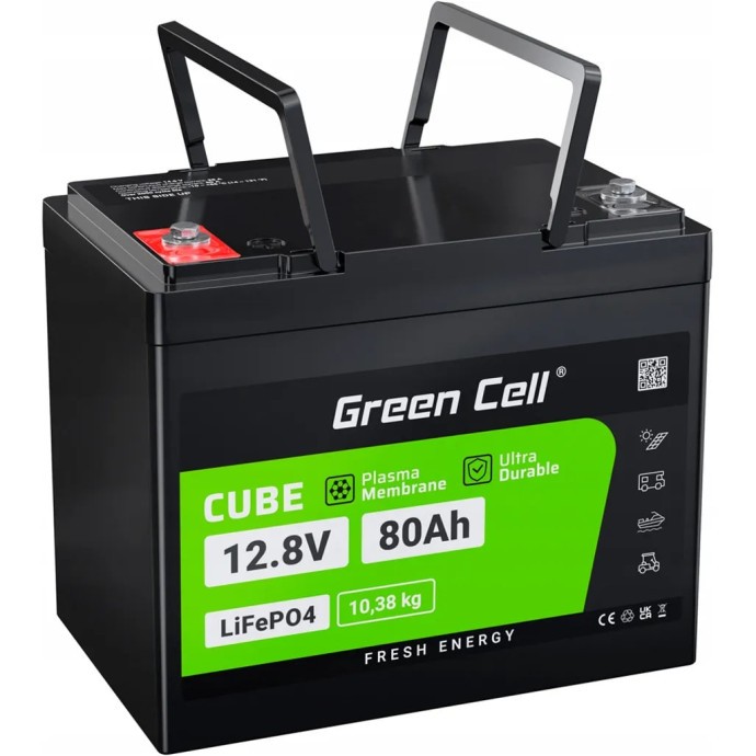 Акумулятор для ДБЖ Green Cell LiFePO4 12V (12.8V/80Ah/1024Wh) (CAV12)  Фото №1