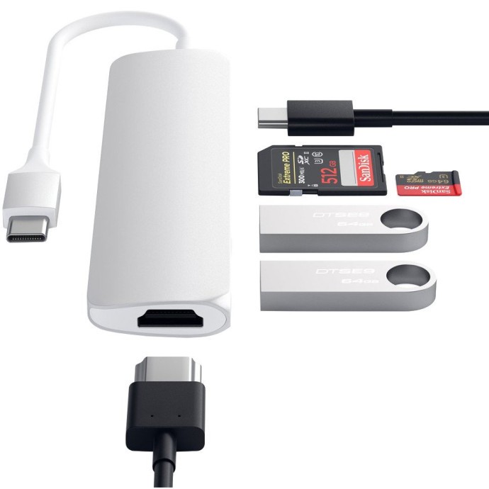 Мультипортовый адаптер Satechi Slim Aluminum Type-C Multi-Port Adapter 4K  Фото №3