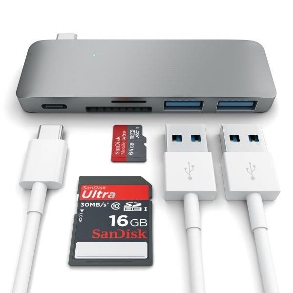 Мультипортовый адаптер Satechi Type-C USB 3.0 Pass-through HubSpace Gray (ST-TCUPM)  Фото №2