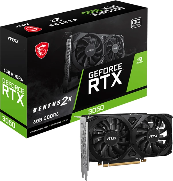 Відеокарта MSI GeForce RTX 3050 VENTUS 2X 6G OC (912-V812-015)  Фото №3