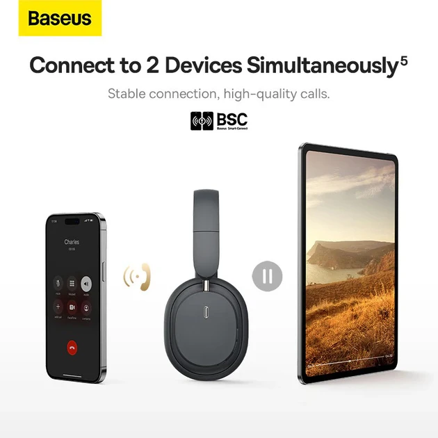 Наушники с микрофоном Baseus Bowie D05 Encok Wireless Grey (NGTD020213)  Фото №10