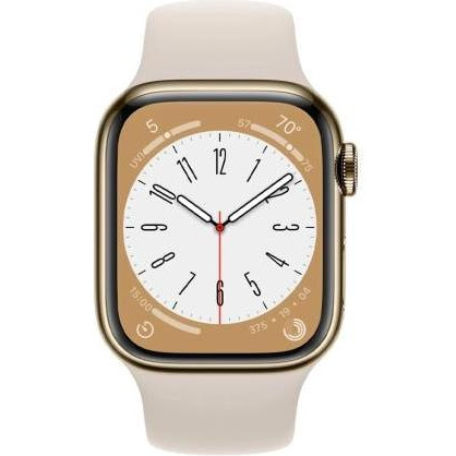 Смарт-годинник Apple Watch Series 8 GPS + Cellular 41mm Gold S. Steel Case w. Starlight S. Band (MNJC3/MNV93)  Фото №0