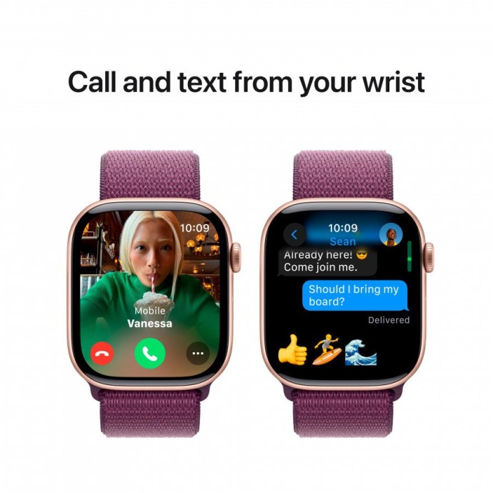 Смарт-годинник Apple Watch Series 10 GPS 42mm Rose Gold Aluminum Case w. Plum Sport Loop (MWWK3)  Фото №6