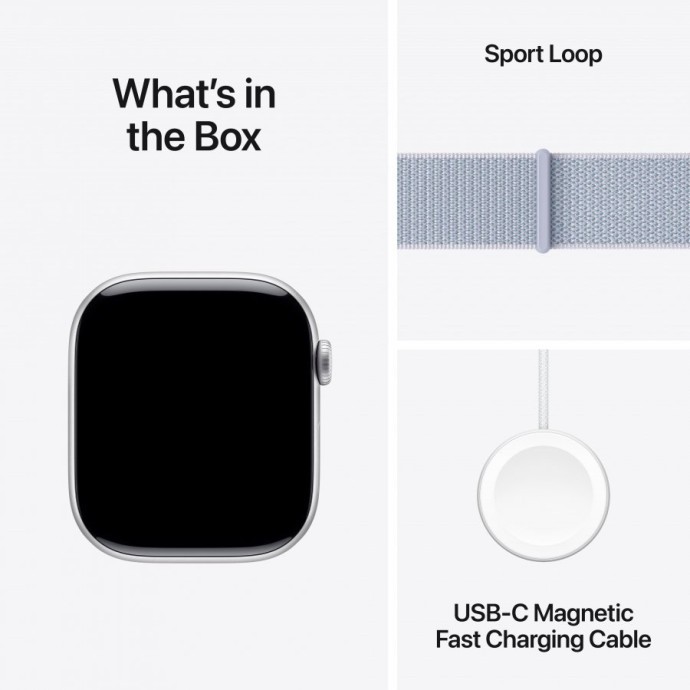 Смарт-годинник Apple Watch Series 10 GPS 42mm Silver Aluminum Case w. Blue Cloud Sport Loop (MWWD3)  Фото №7