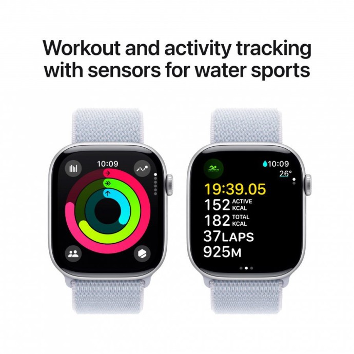 Смарт-годинник Apple Watch Series 10 GPS 42mm Silver Aluminum Case w. Blue Cloud Sport Loop (MWWD3)  Фото №8