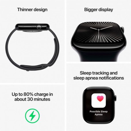 Смарт-часы Apple Watch Series 10 GPS 42mm Jet Black Aluminum Case w. Ink Sport Loop (MWWG3)  Фото №4