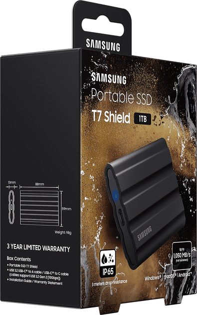 SSD накопитель Samsung T7 Shield  накопитель Samsung T7 Shield 1TB Black (MU-PE1T0S)  Фото №10