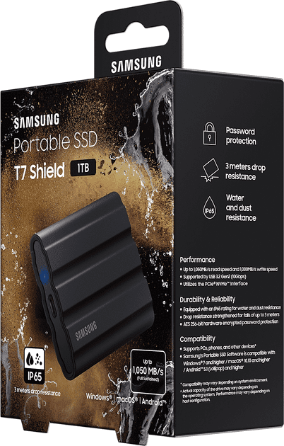 SSD накопитель Samsung T7 Shield  накопитель Samsung T7 Shield 1TB Black (MU-PE1T0S)  Фото №11