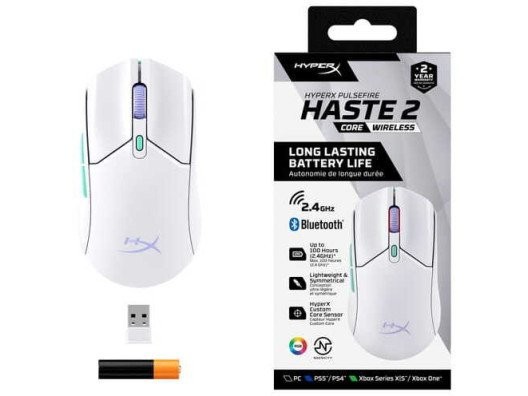 Миша HyperX Pulsefire Haste 2 Core Wireless White (8R2E7AA)  Фото №8