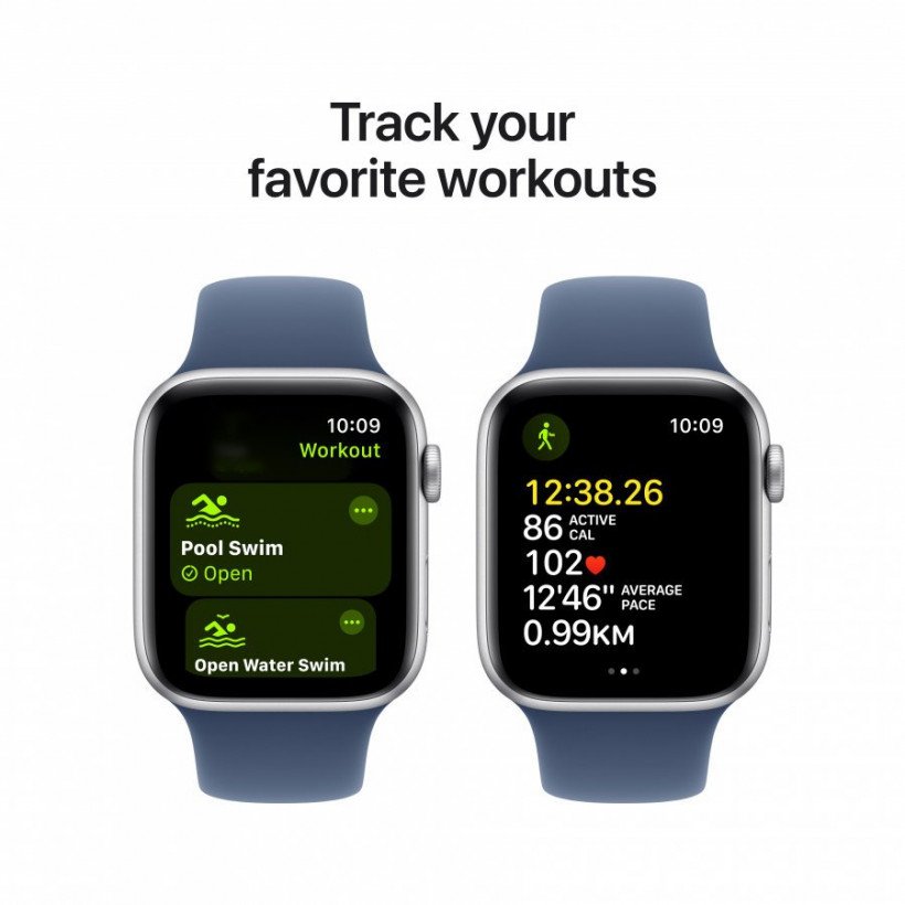 Смарт-часы Apple Watch SE 2 GPS 40mm Silver Aluminium Case w. Denim Sport Band - S/M (MXEC3)  Фото №4