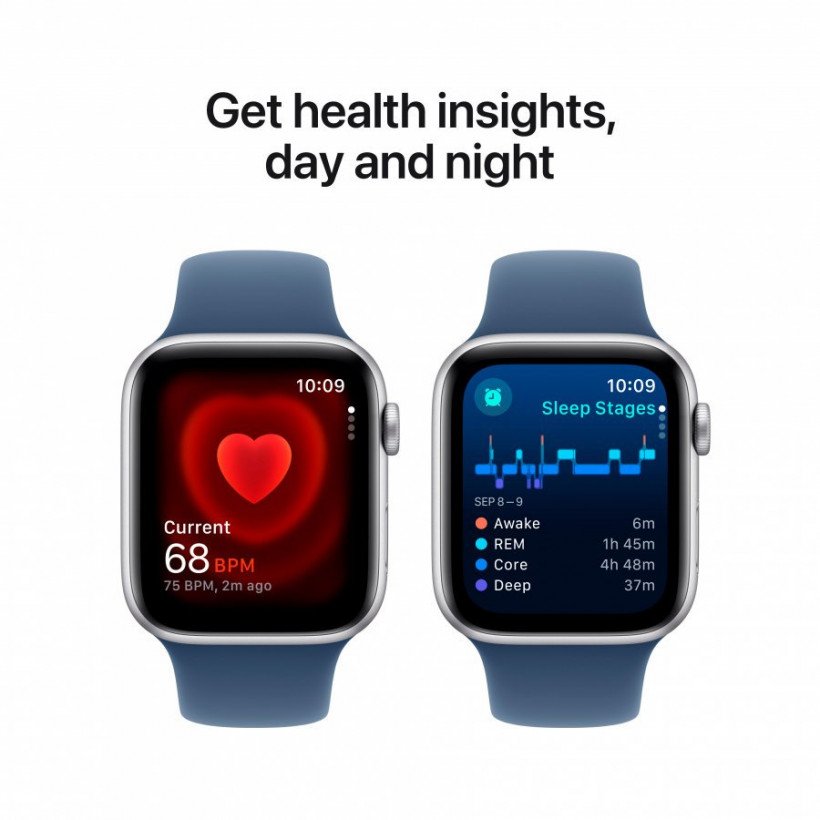Смарт-часы Apple Watch SE 2 GPS 40mm Silver Aluminium Case w. Denim Sport Band - S/M (MXEC3)  Фото №6