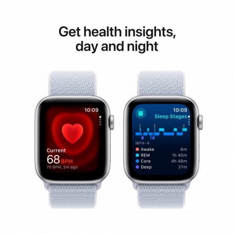 Смарт-годинник Apple Watch SE 2 GPS 44mm Silver Aluminium Case w. Blue Cloud Sport Loop (MXET3)  Фото №3