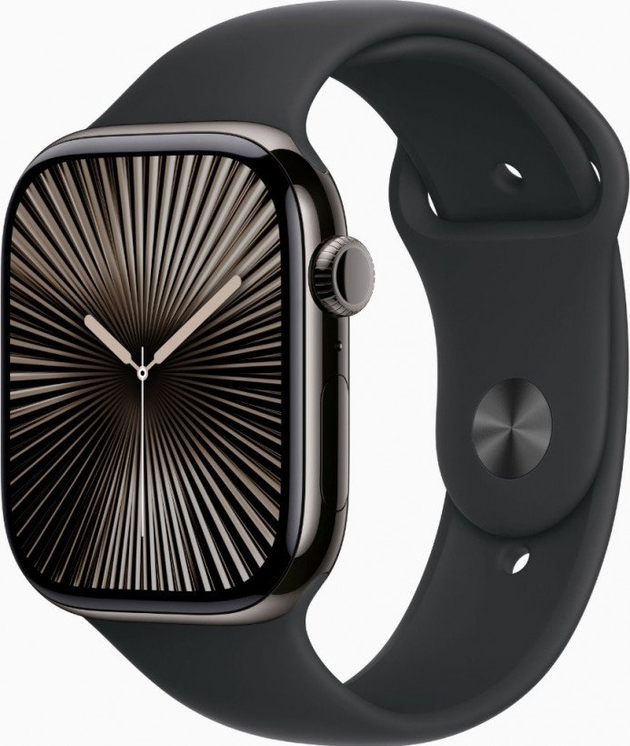 Смарт-часы Apple Watch Series 10 GPS + Cellular 46mm Slate Titanium Case w. Black Sport Band - M/L (MWYE3)  Фото №0