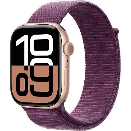 Смарт-часы Apple Watch Series 10 GPS 46mm Rose Gold Aluminum Case w. Plum Sport Loop (MWWV3)  Фото №0