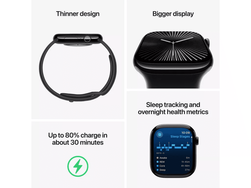 Смарт-часы Apple Watch Series 10 GPS 46mm Jet Black Aluminum (MWX13) + Midnight Nike Sport Band M/L (MYL73)  Фото №2